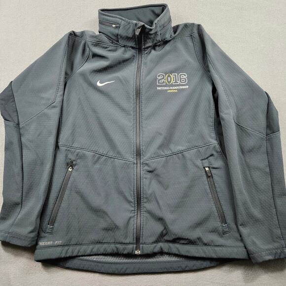 Nike Therma Fit Jacket Full Zip Swoosh Grey Football 2016 National Championship - Picture 1 of 9